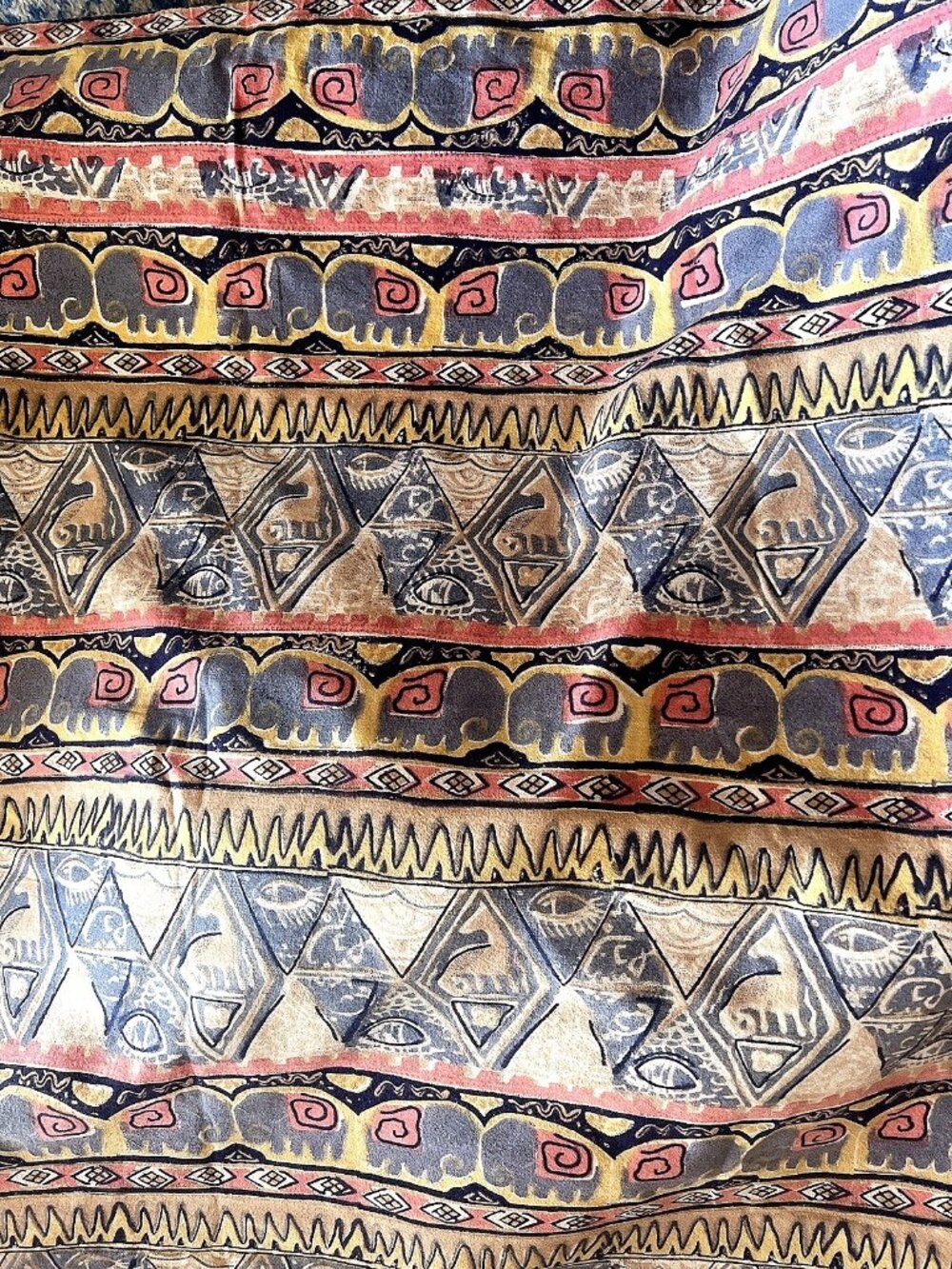 Hand Block Printed Tablecloth Table Cover 90"W x 108"L Blue Pink 100% Cotton